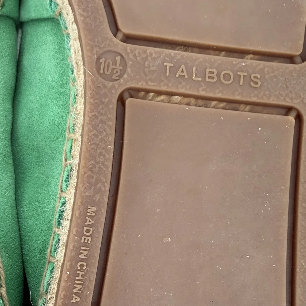 Talbots Izzy Knot Green Suede Espadrilles Women’s Size 10.5